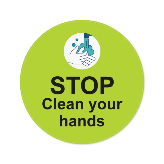 Covid-19 Floor Sticker Stop clean your hands Apple Green 26cm 3pcs